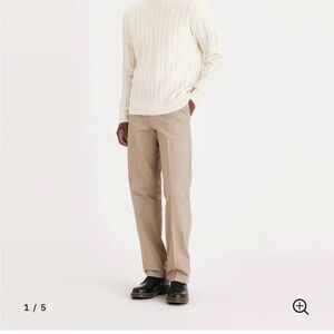 Dockers Pants Beige Lux Cotton Stretch Relaxed Fit